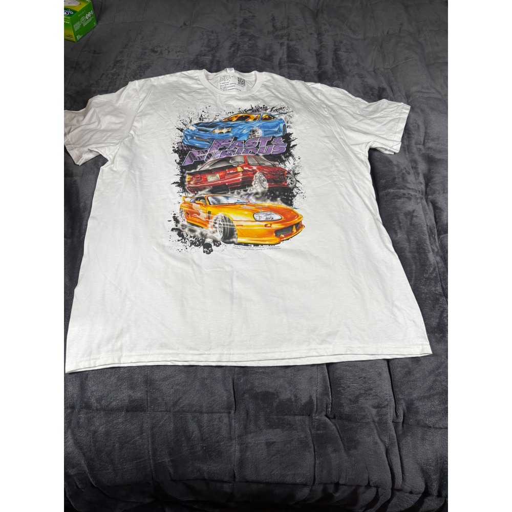 Fast and Furious Movie Cars T-Shirt Jerzees‎ Classics White XL Mens